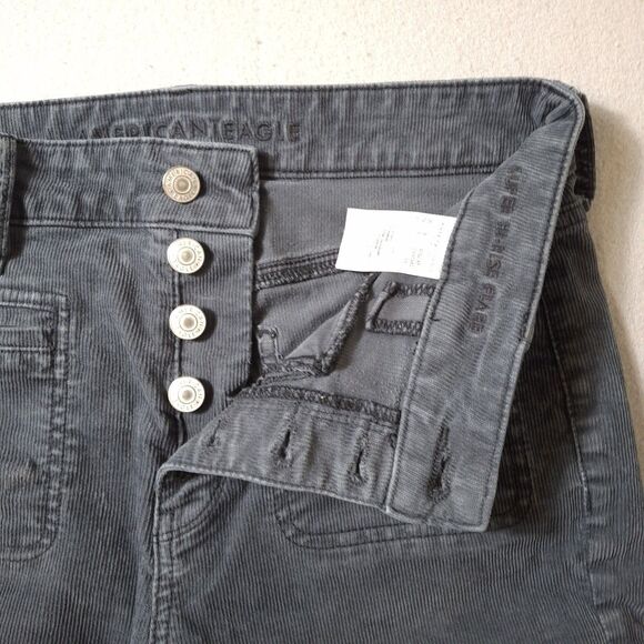 American Eagle Pants Womens 6 Gray Super Hi Rise Flare Corduroy Stretch Leg - Picture 7 of 11